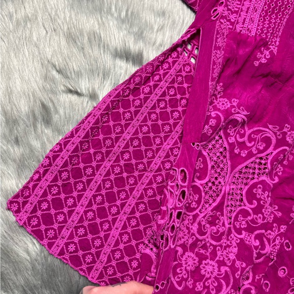 Johnny was olympia patchwork embroidered raspberry dress size XS - Picture 12 of 16